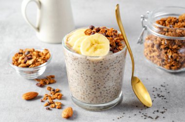 chia pudding banana granola cinnamon