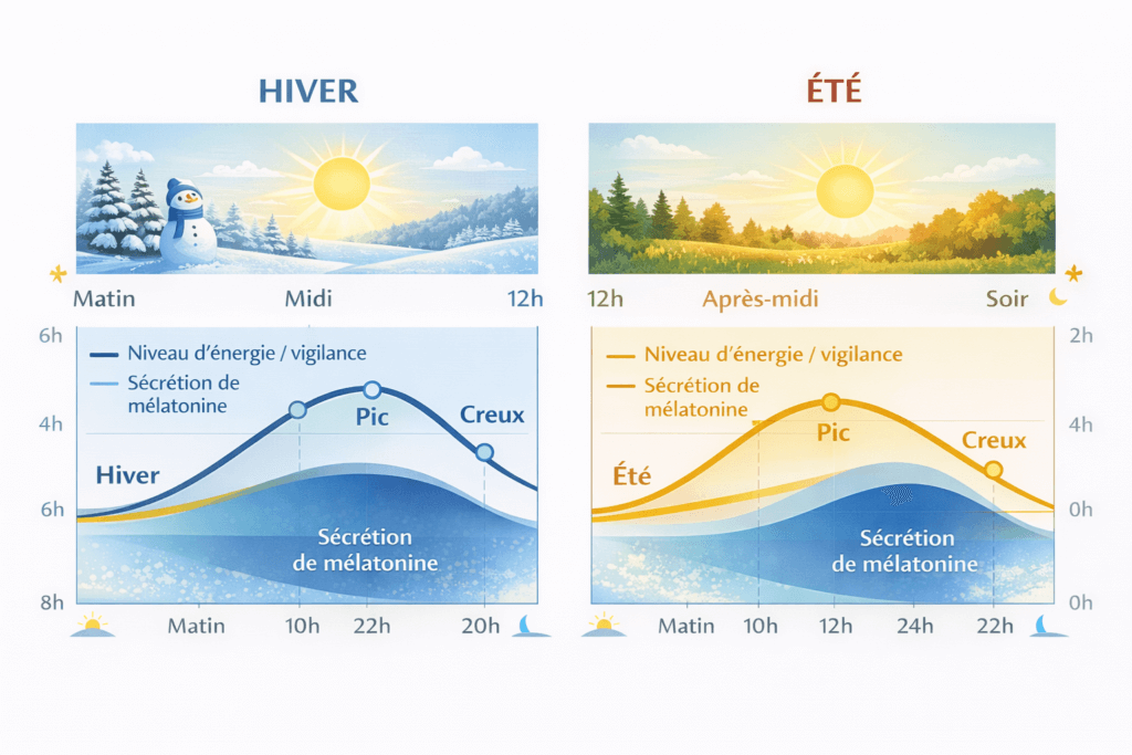 Rythmes circadiens hiver vs ete