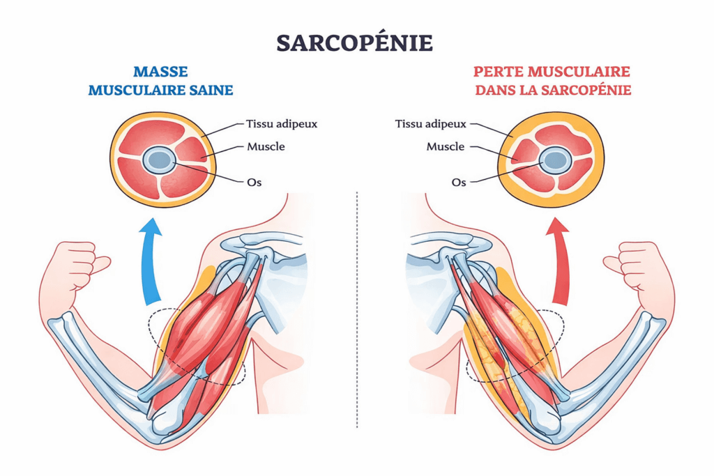 Sarcopenie comparaison de la masse musculaire